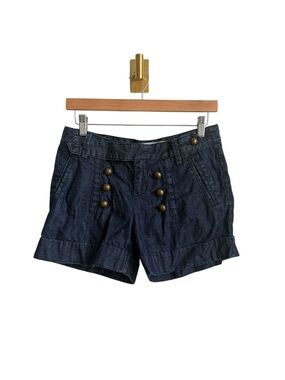 Daughters of the Liberation Sailor Denim Shorts Dark Wash Brass Button Size 2